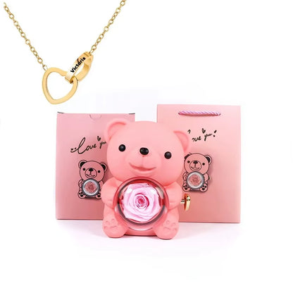 Eternal Rose Teddy Bear Jewelry Box