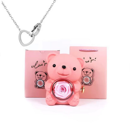 Eternal Rose Teddy Bear Jewelry Box