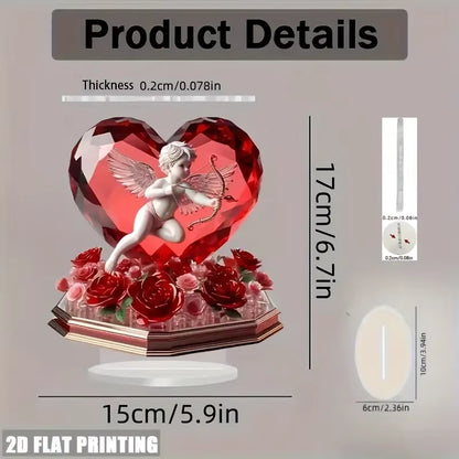 Cupid and Rose Heart Ornament