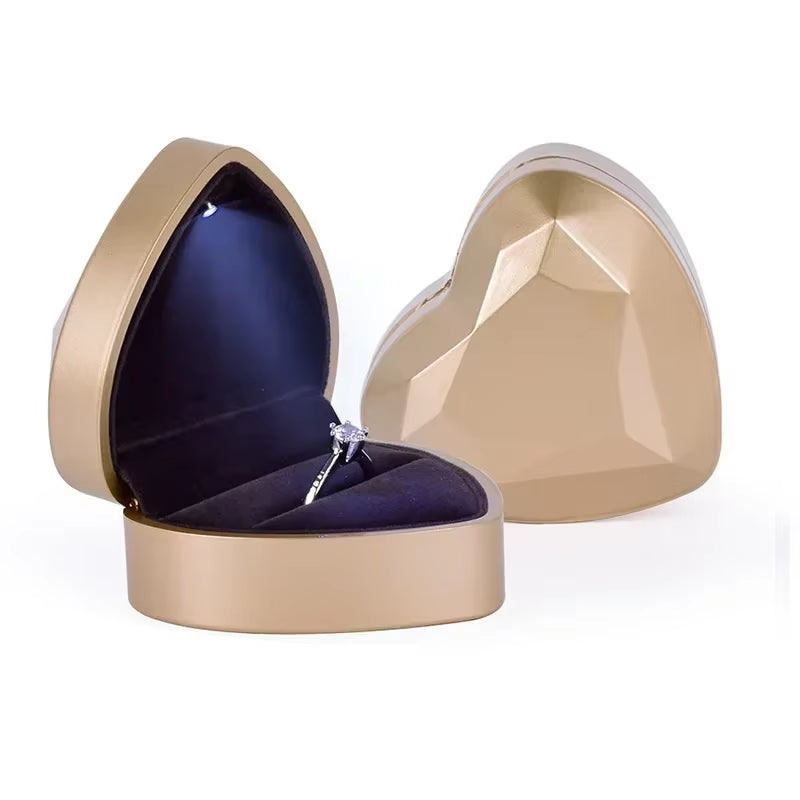 Heart-Shaped LED Light Jewelry Box