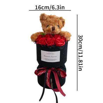 Valentine Rose Bouquet with Cute Bear