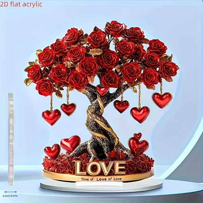 Heart-Shaped Crystal Rose Tree