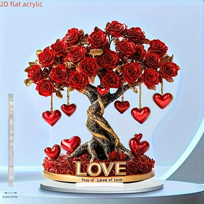 Heart-Shaped Crystal Rose Tree