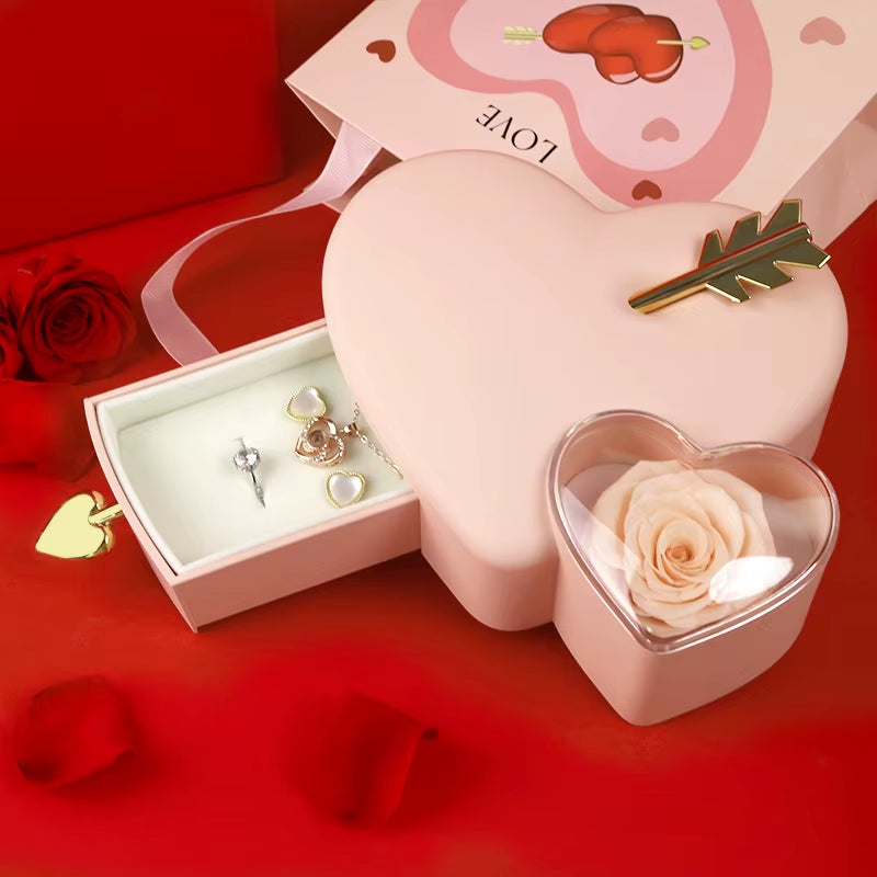 Love Rose Ring Necklace Display Box