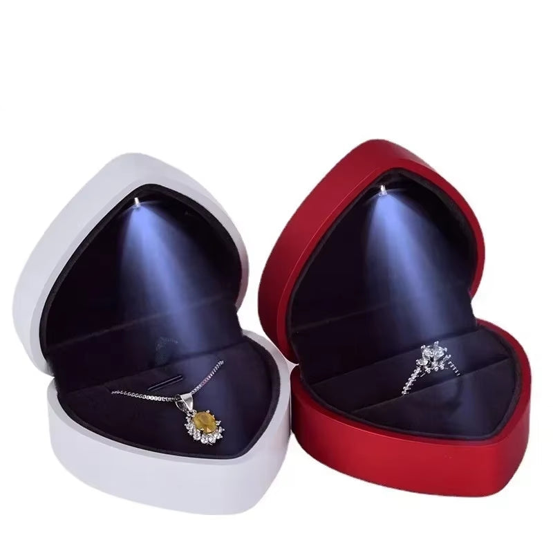 Heart-Shaped LED Light Jewelry Box