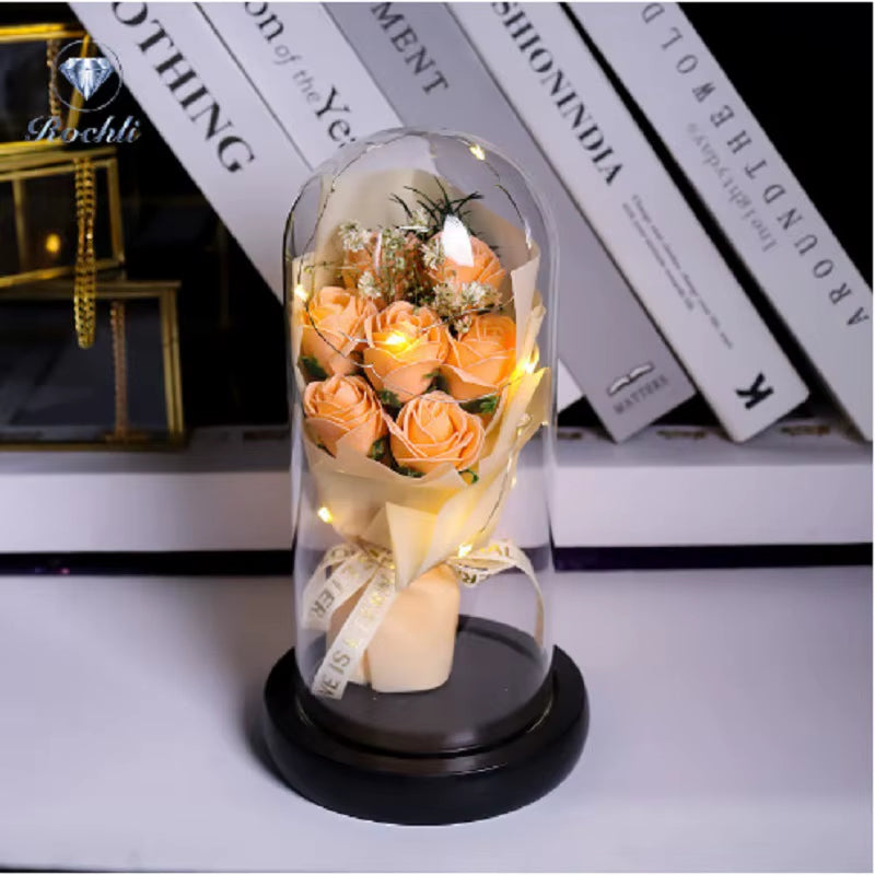Infinity Rose Glass Dome Decor