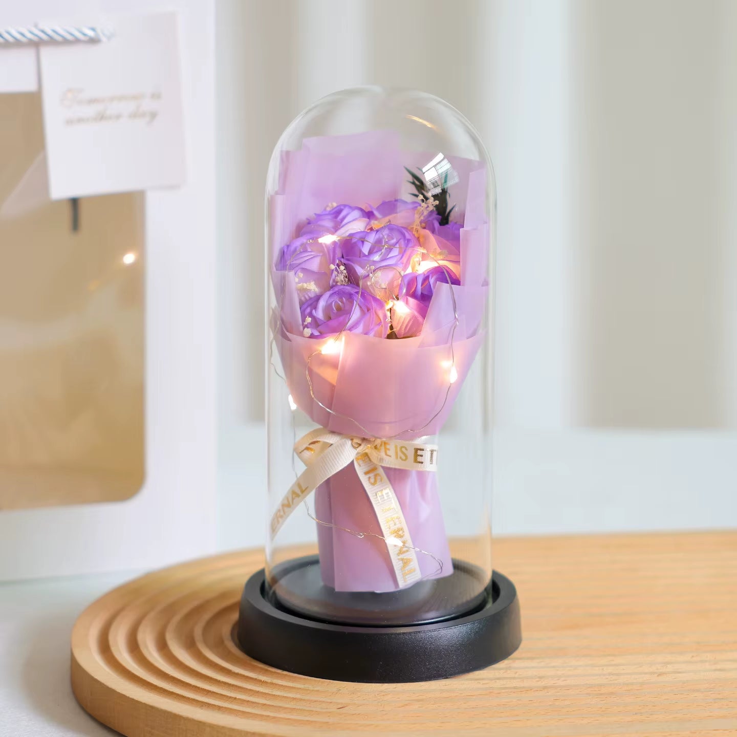Infinity Rose Glass Dome Decor