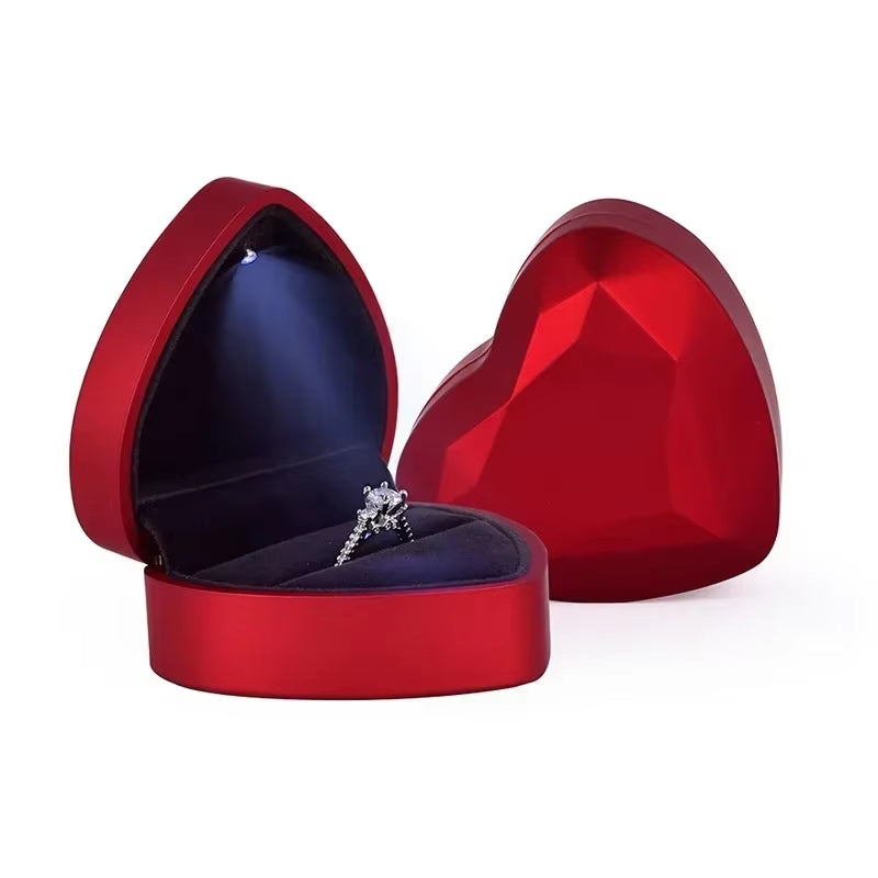 Heart-Shaped LED Light Jewelry Box