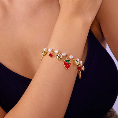 Red Strawberry Charm Bracelet