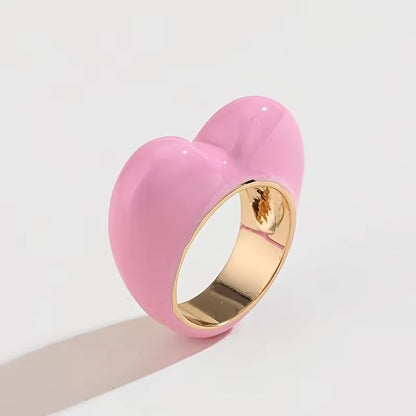 Colorful 3D Enamel Heart Ring