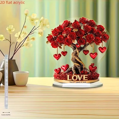 Heart-Shaped Crystal Rose Tree