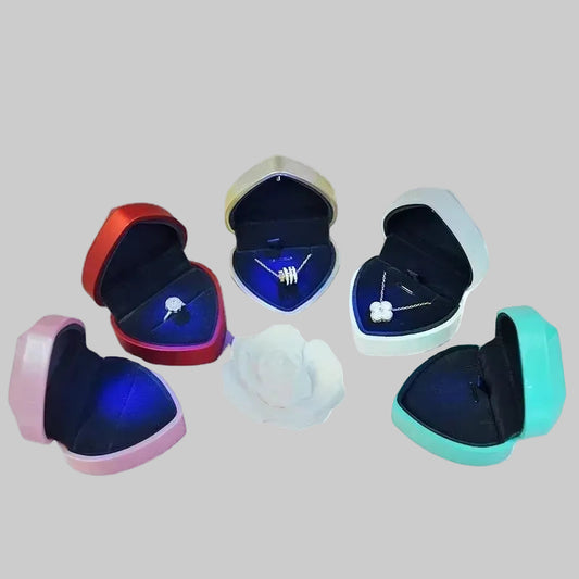 Heart-Shaped LED Light Jewelry Box