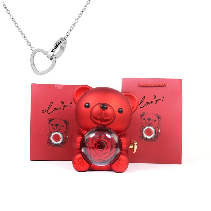 Eternal Rose Teddy Bear Jewelry Box