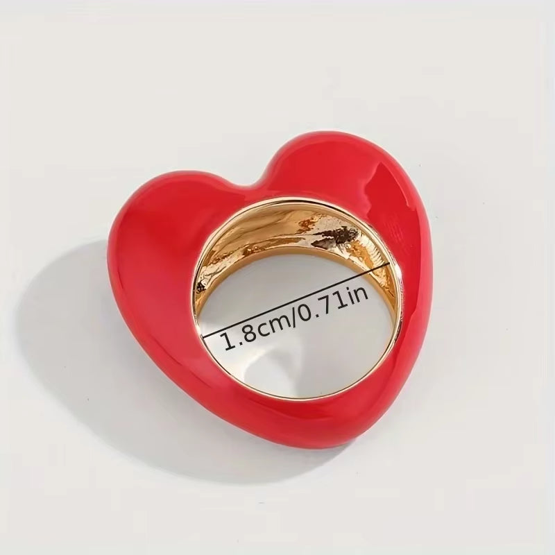 Colorful 3D Enamel Heart Ring