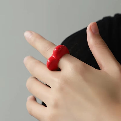 Colorful 3D Enamel Heart Ring