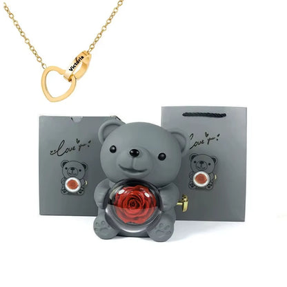 Eternal Rose Teddy Bear Jewelry Box