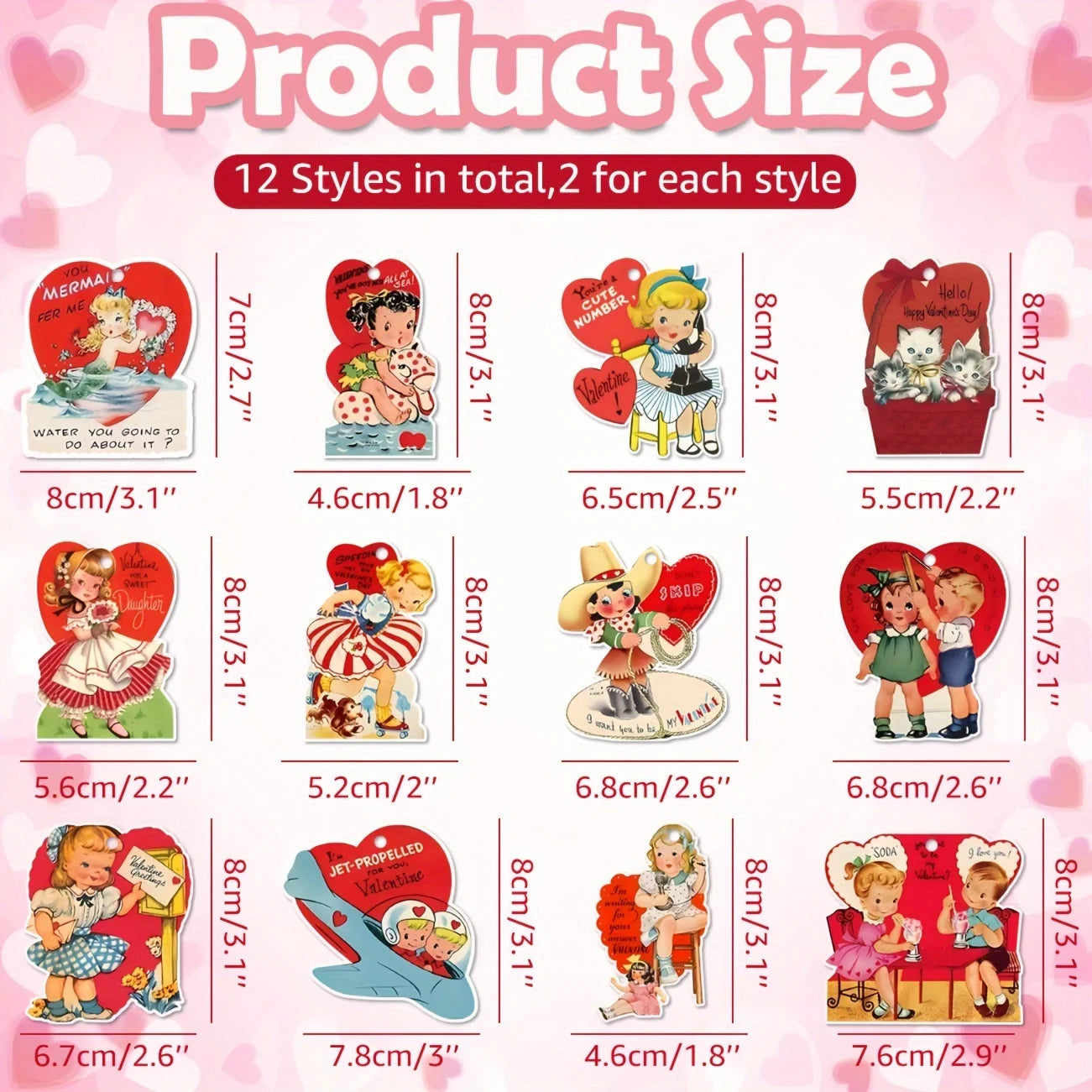 24PCS Vintage Valentine’s Day Ornaments