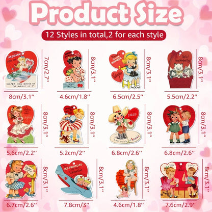 24PCS Vintage Valentine’s Day Ornaments