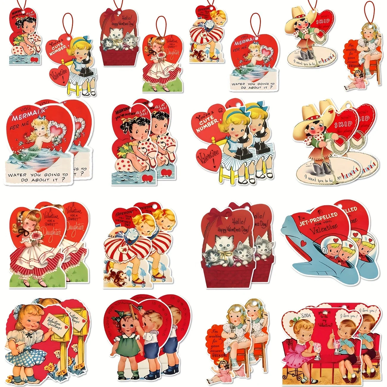 24PCS Vintage Valentine’s Day Ornaments