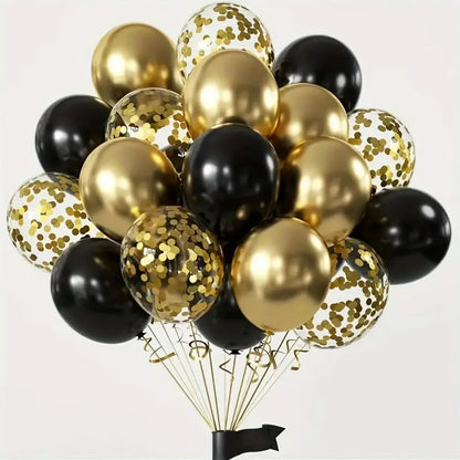 16PCS Black Sequin Glitter Balloons