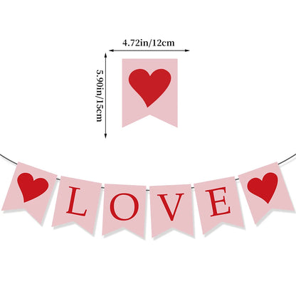 6PCS Red Heart Hanging Spiral Flags