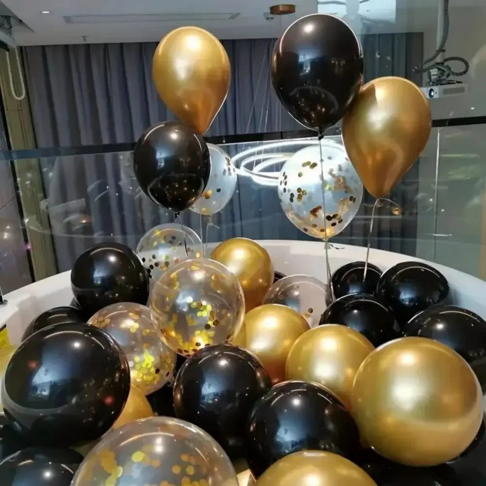 16PCS Black Sequin Glitter Balloons