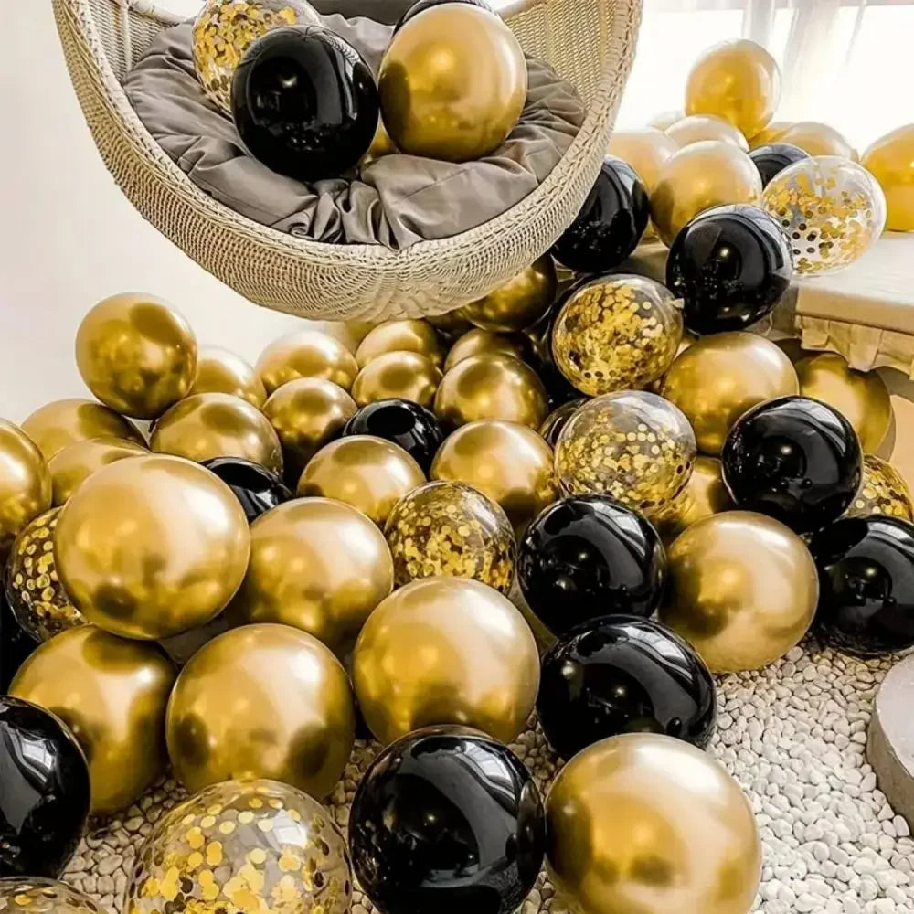 16PCS Black Sequin Glitter Balloons