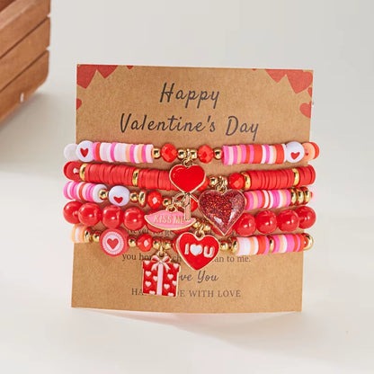 5-Piece Valentine Charm Bracelet Set