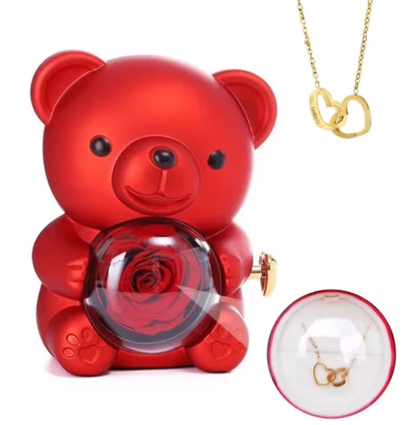 Eternal Rose Teddy Bear Jewelry Box