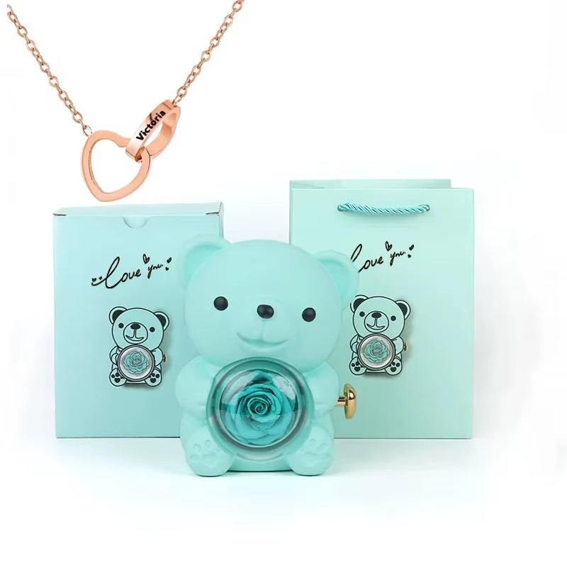 Eternal Rose Teddy Bear Jewelry Box