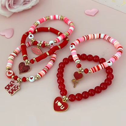 5-Piece Valentine Charm Bracelet Set
