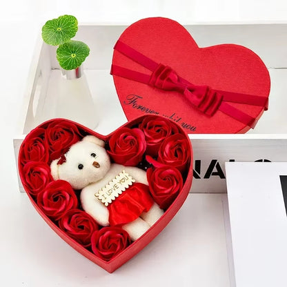 Heart-Shaped Soap Rose Bear Gift Box