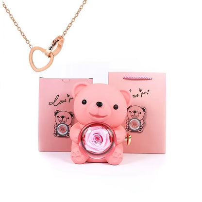 Eternal Rose Teddy Bear Jewelry Box