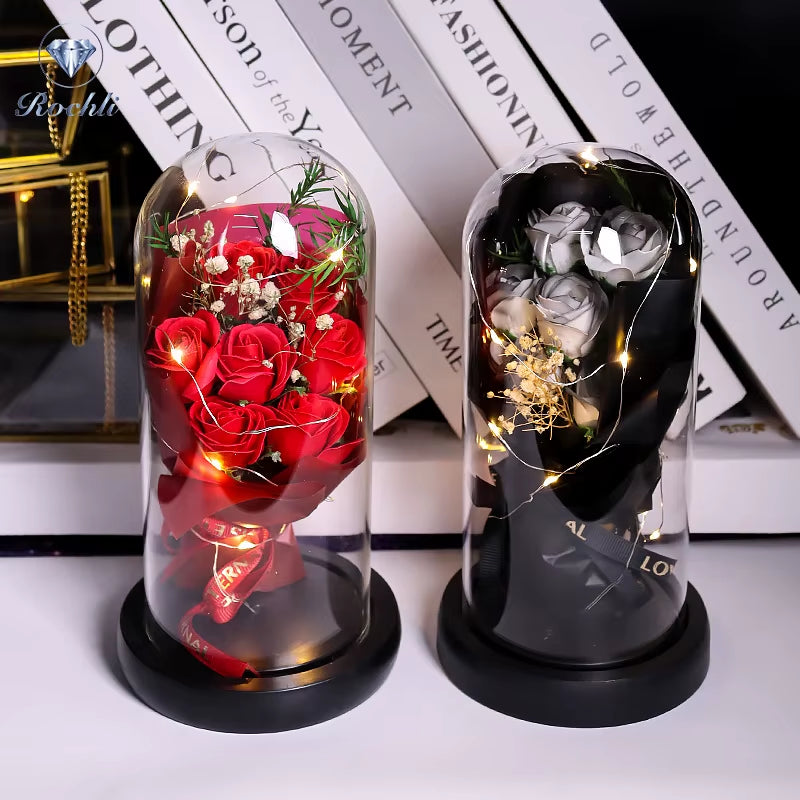 Infinity Rose Glass Dome Decor