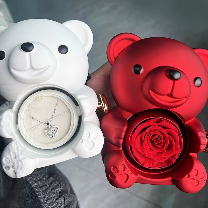 Eternal Rose Teddy Bear Jewelry Box