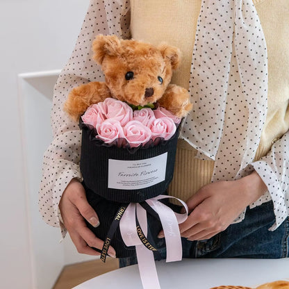Valentine Rose Bouquet with Cute Bear