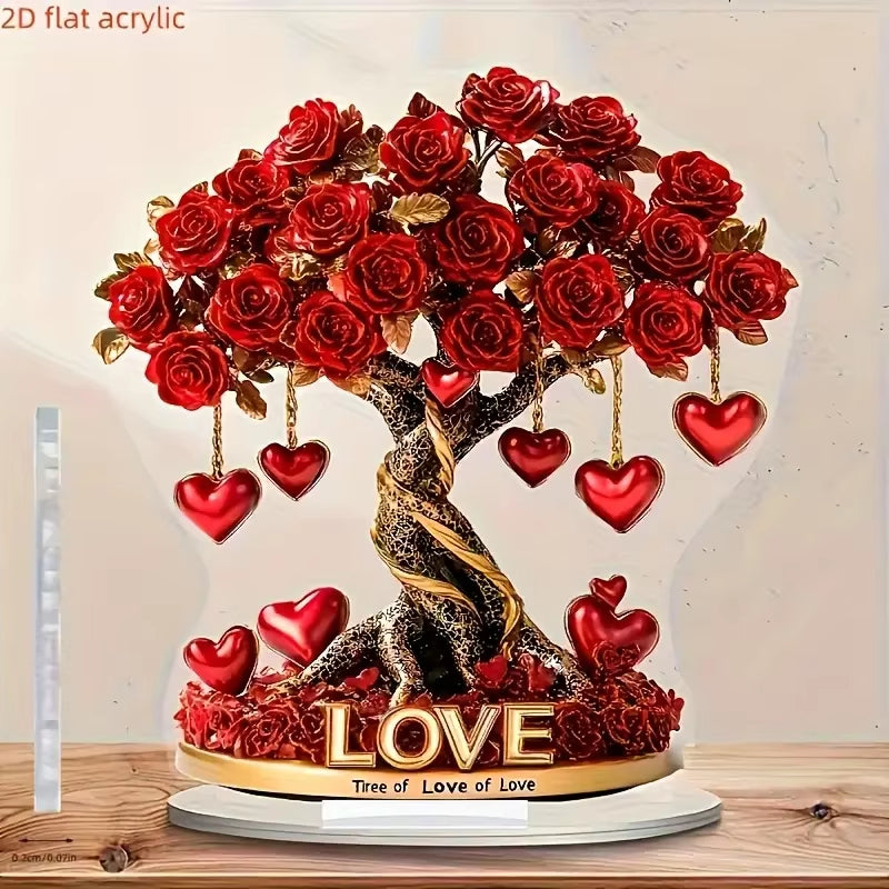 Heart-Shaped Crystal Rose Tree