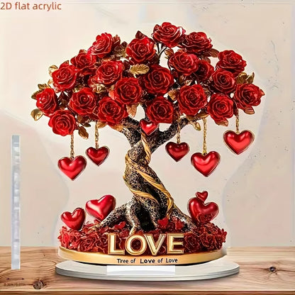 Heart-Shaped Crystal Rose Tree
