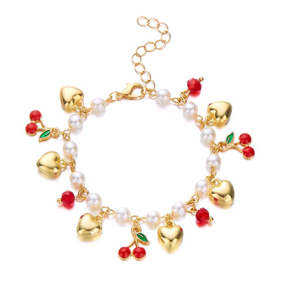 Red Strawberry Charm Bracelet
