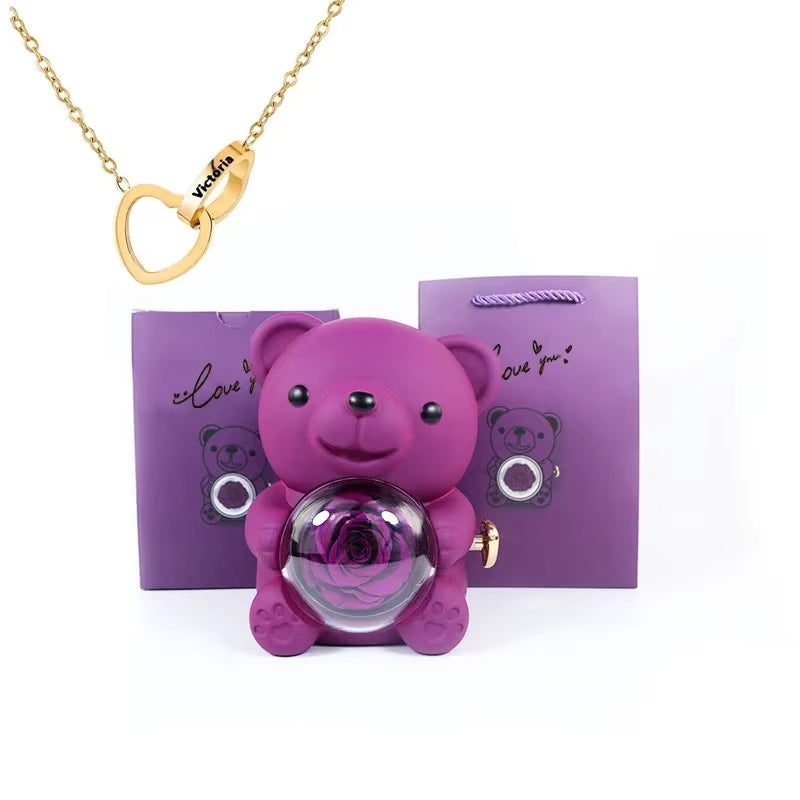 Eternal Rose Teddy Bear Jewelry Box
