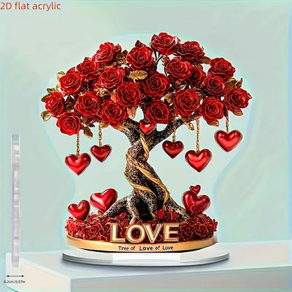 Heart-Shaped Crystal Rose Tree