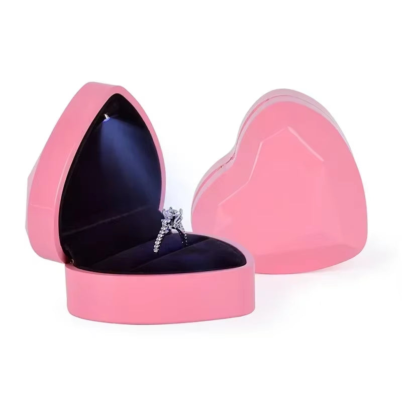 Heart-Shaped LED Light Jewelry Box