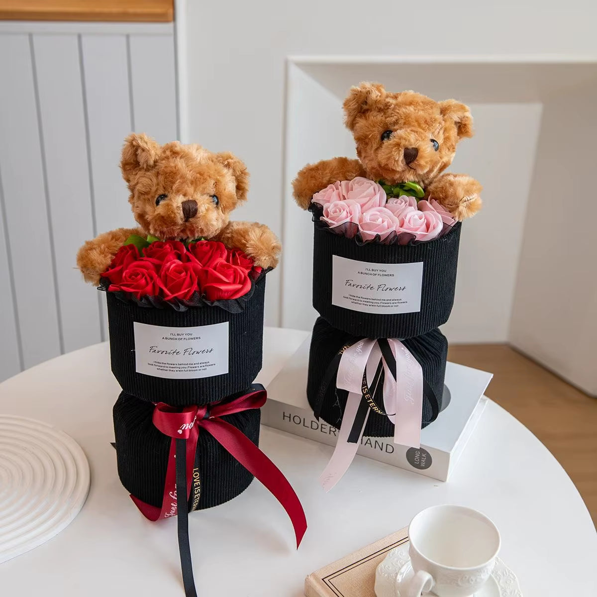 Valentine Rose Bouquet with Cute Bear