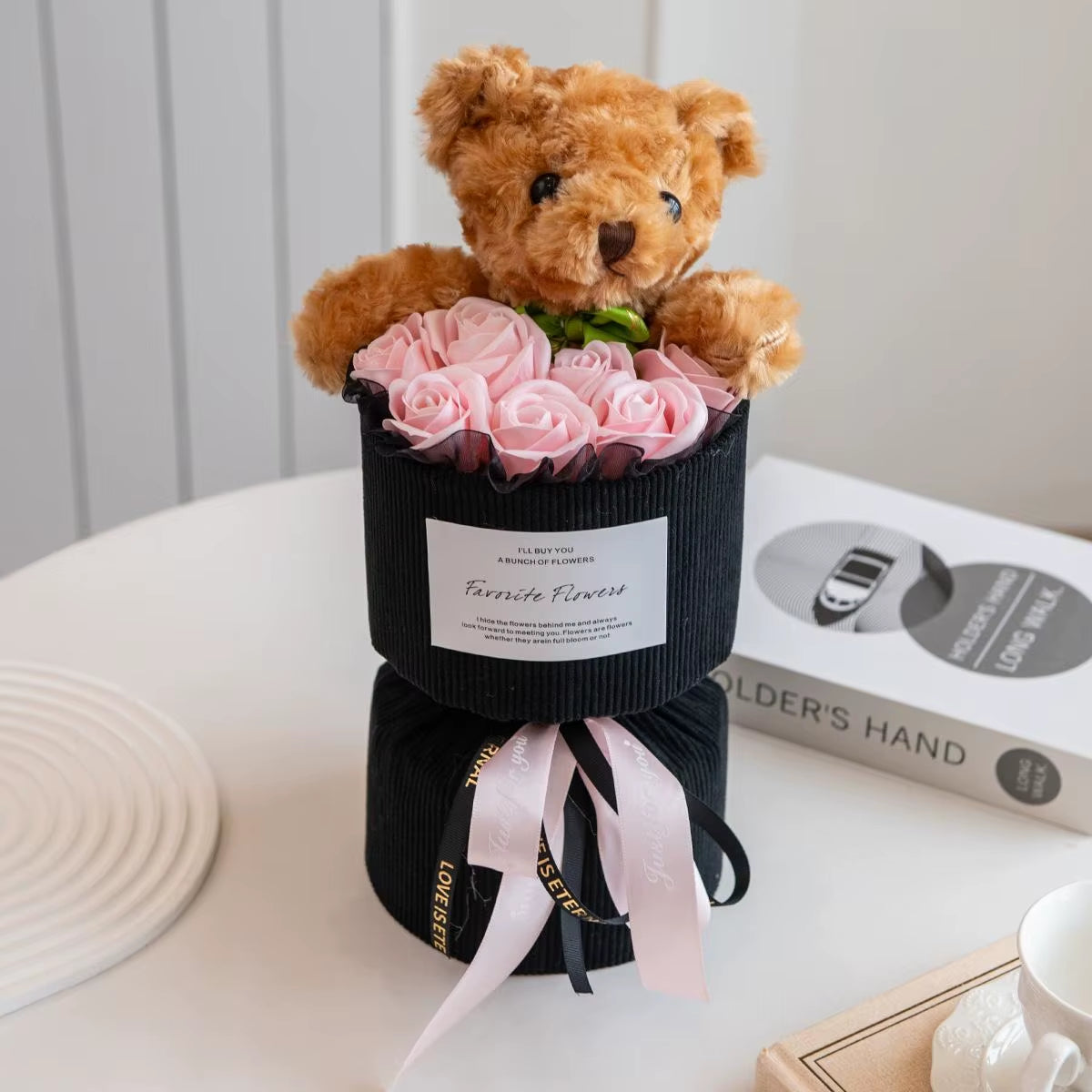 Valentine Rose Bouquet with Cute Bear