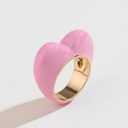 Colorful 3D Enamel Heart Ring