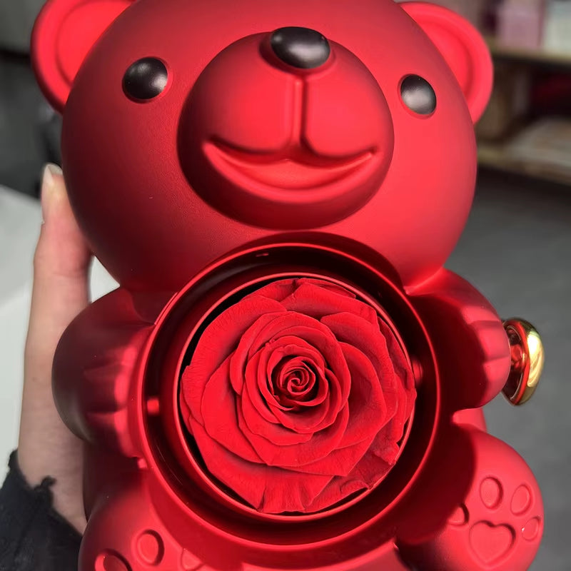 Eternal Rose Teddy Bear Jewelry Box