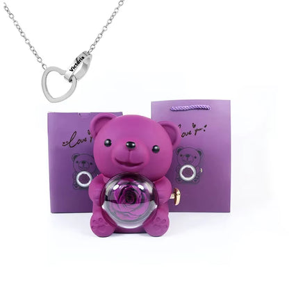 Eternal Rose Teddy Bear Jewelry Box